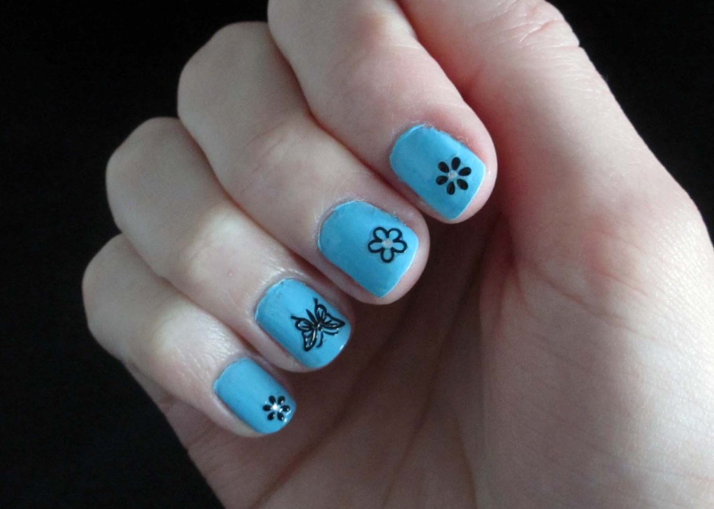 Nails with Black Decals