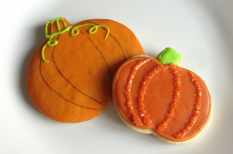 Pumpkin Cookies with Different Icing