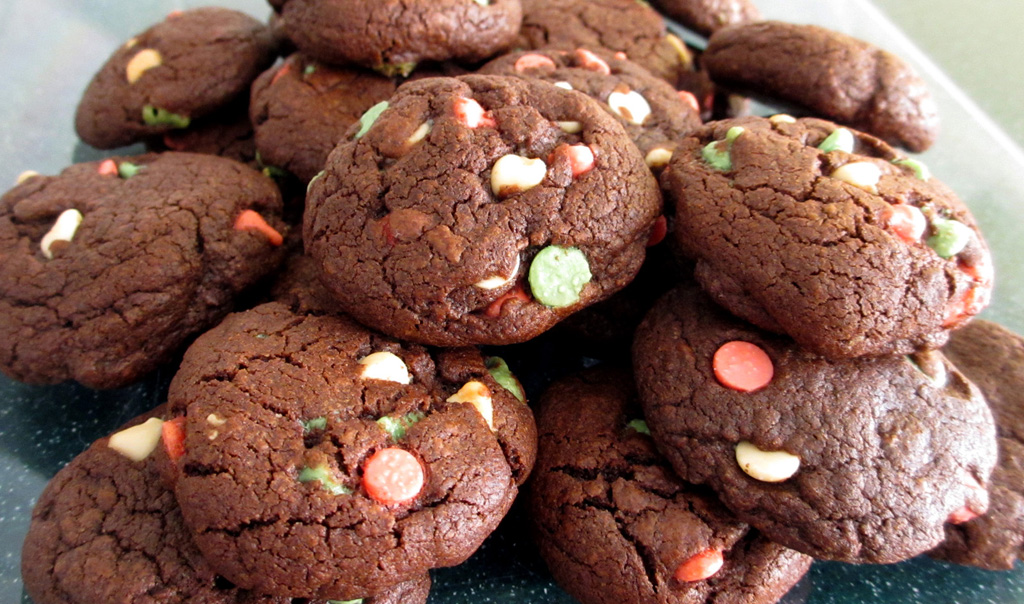 Chocolate Christmas Cookies Close up